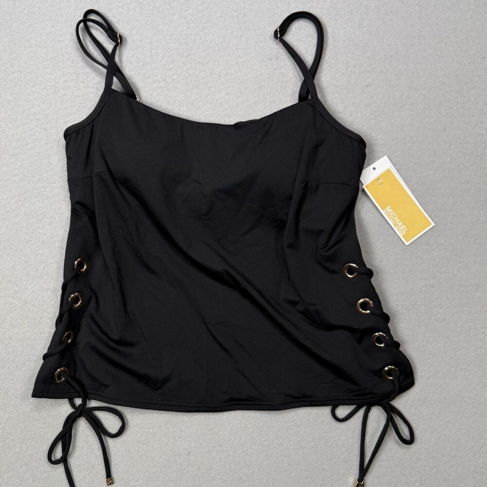 Michael Kors Women's Grommet-Detail Tankini Top, black small $130